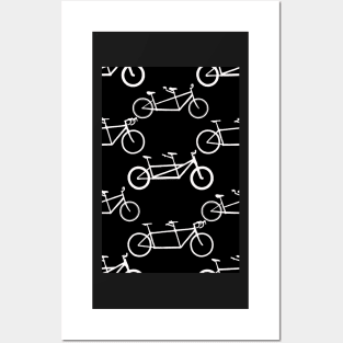 Tandem types pattern - white on black Posters and Art